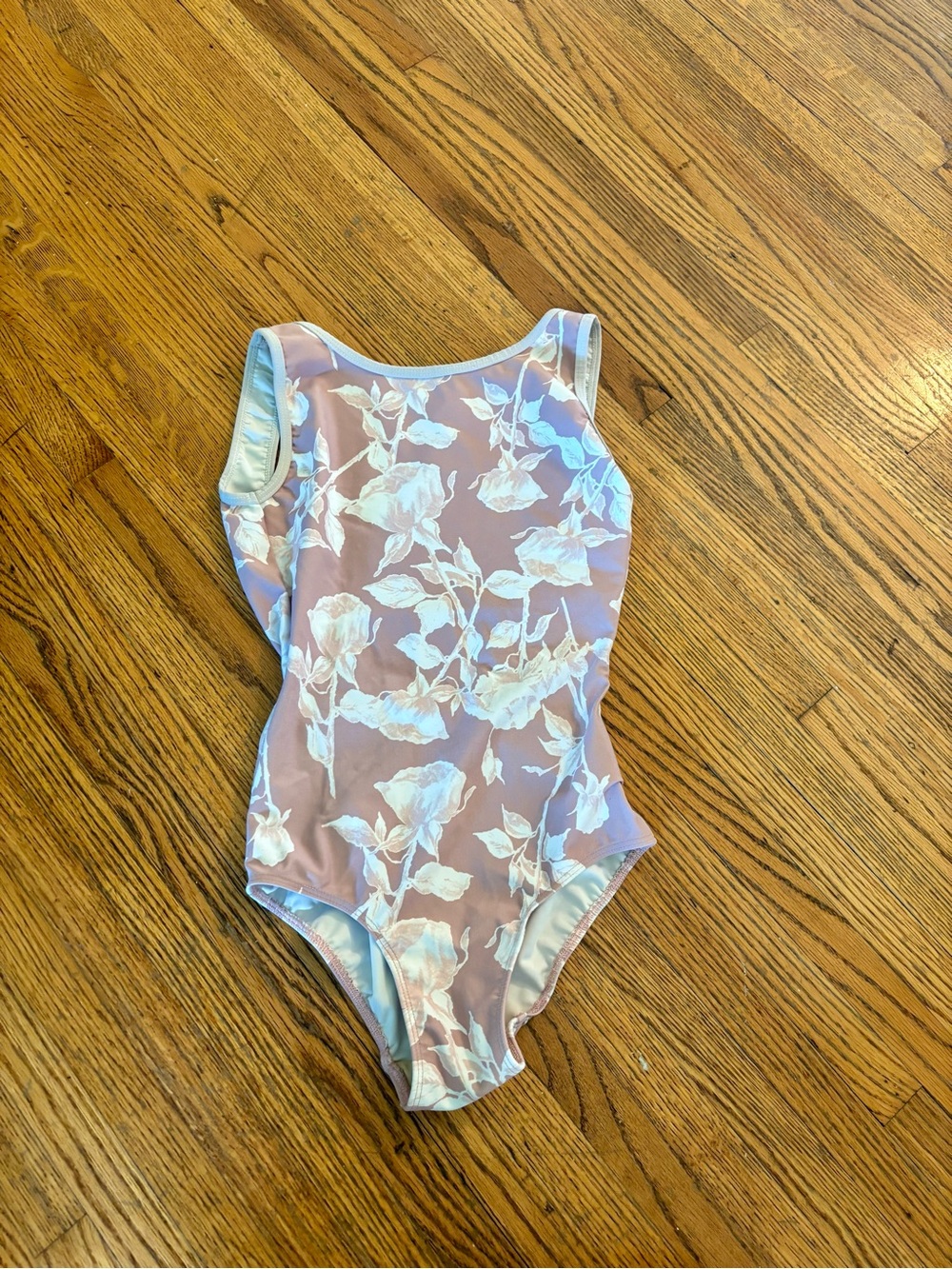 Eleve Dancewear Leotard Dusty Rose and White